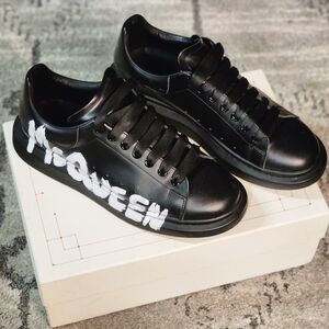Alexander McQueen Black Sneakers with White Logo